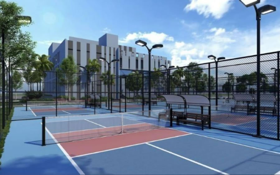Thi công kết cấu thép mái xếp di động sân thể thao pickleball